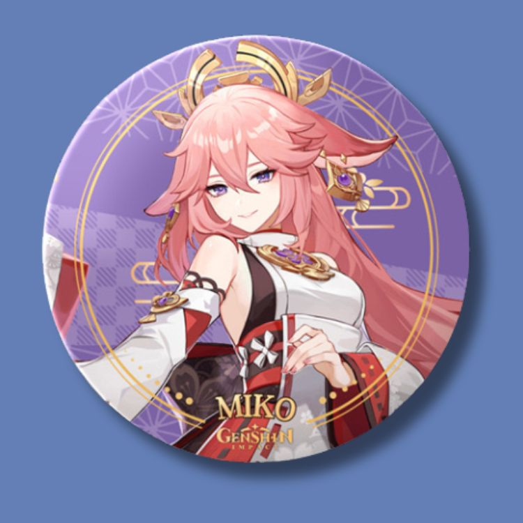 A Genshin Impact badge featuring Miko