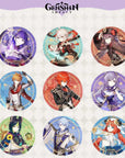 A set of nine Genshin impact badges