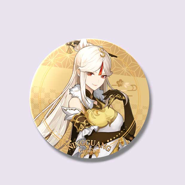 A gold Ningguang Genshin Impact badge