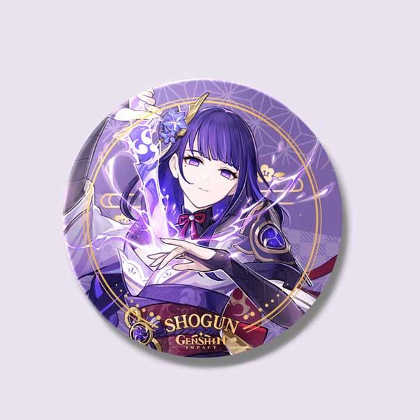 A purple Shogun  Genshin Impact badge