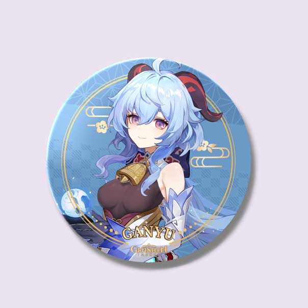 A blue Ganyu Genshin Impact badge